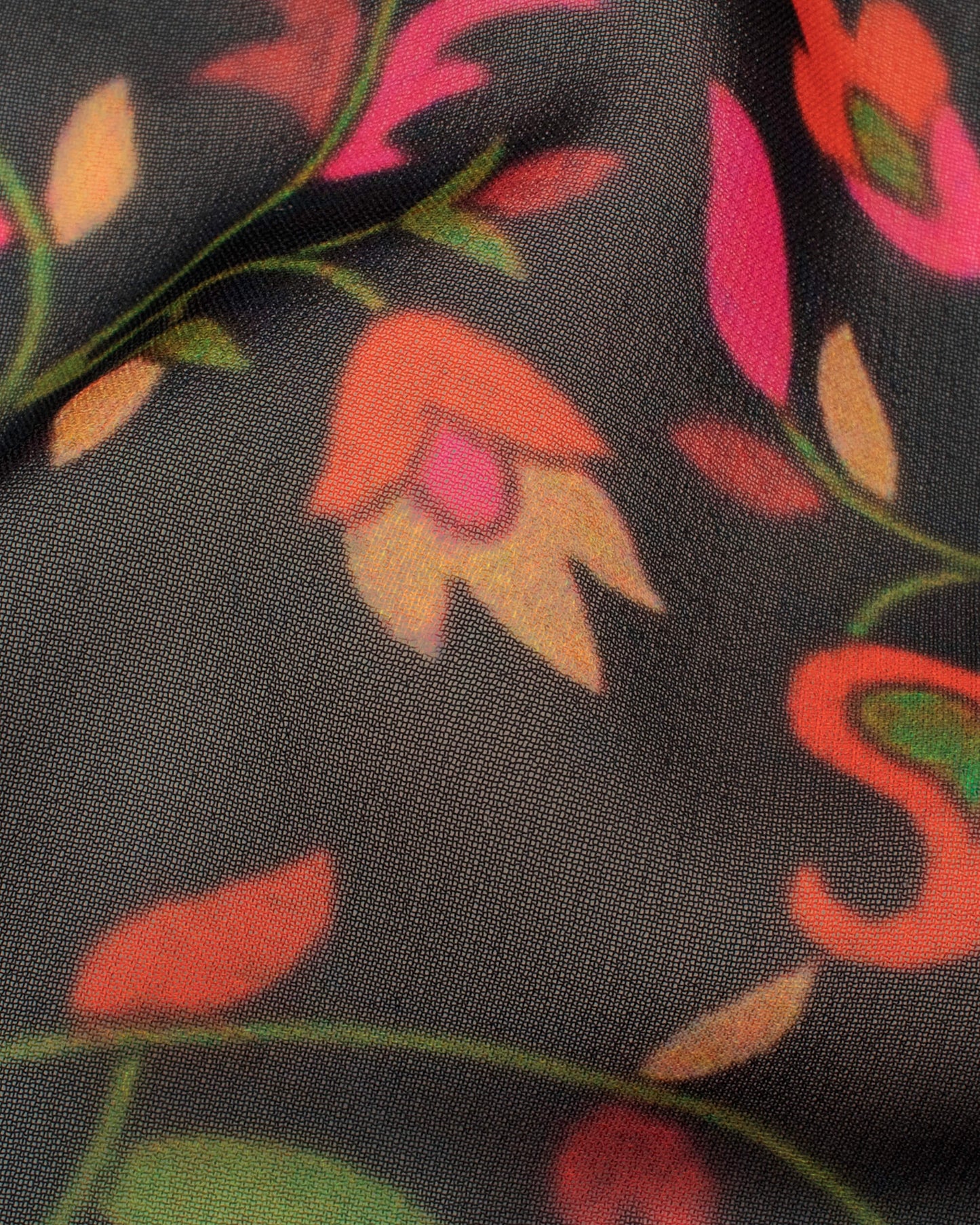 Black And Red Paisely Pattern Digital Print Georgette Dupatta With Tassels