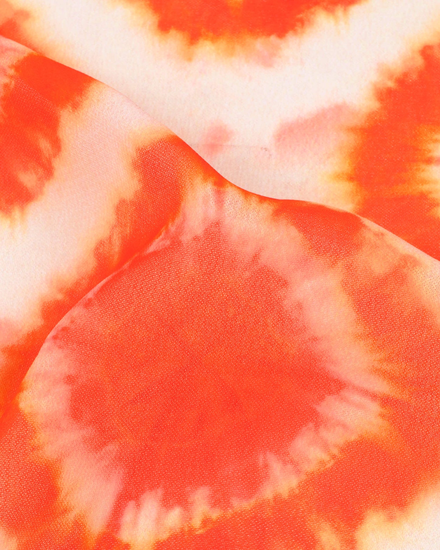 White And Orange Shibori Pattern Digital Print Georgette Dupatta With Tassels