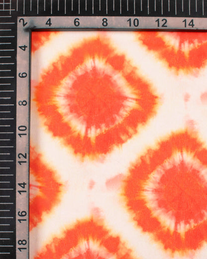 White And Orange Shiiborii Pattern Digital Print Georgette Dupatta With Tassels