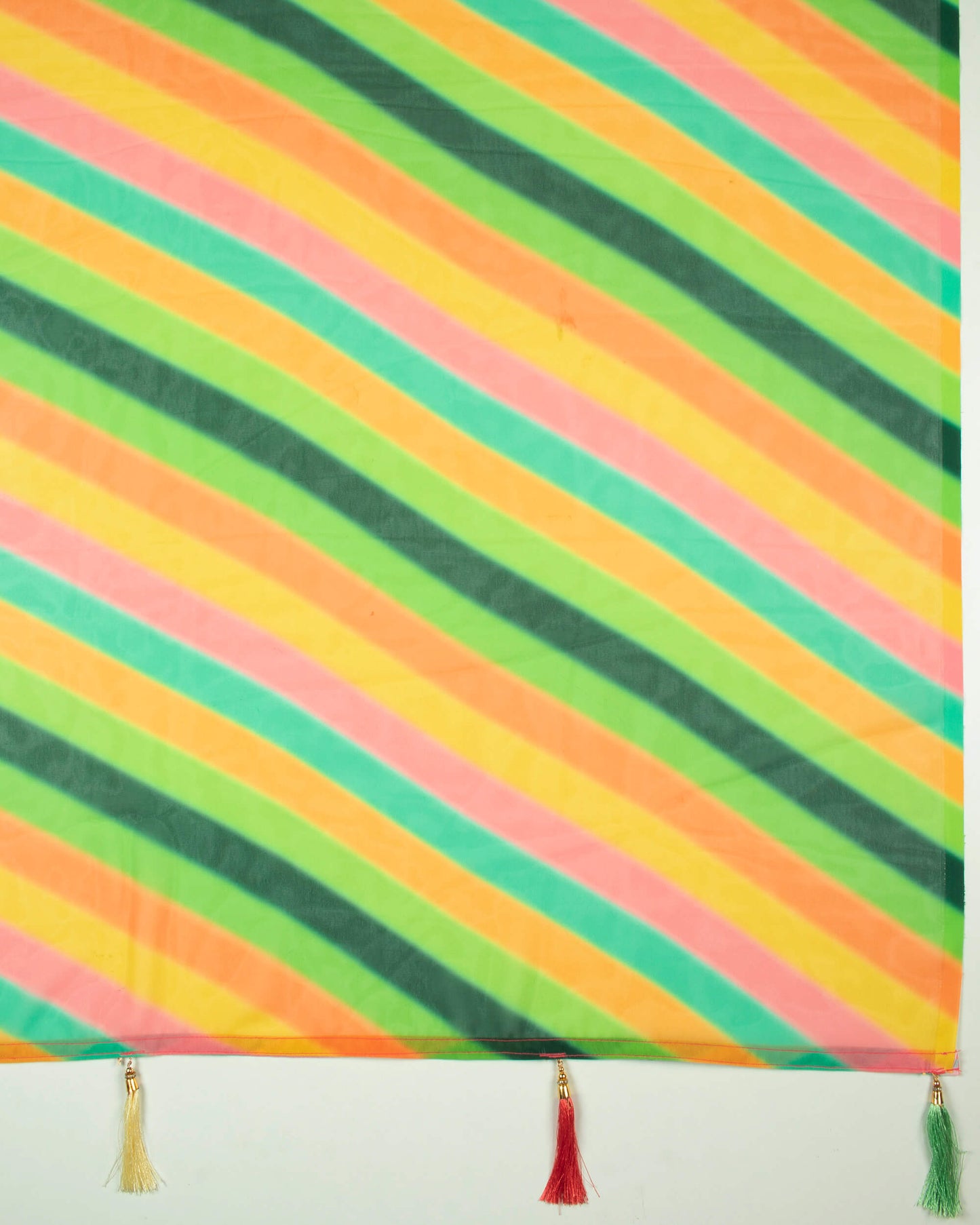 Multi-Color Leheriya Pattern Digital Print Georgette Dupatta With Tassels