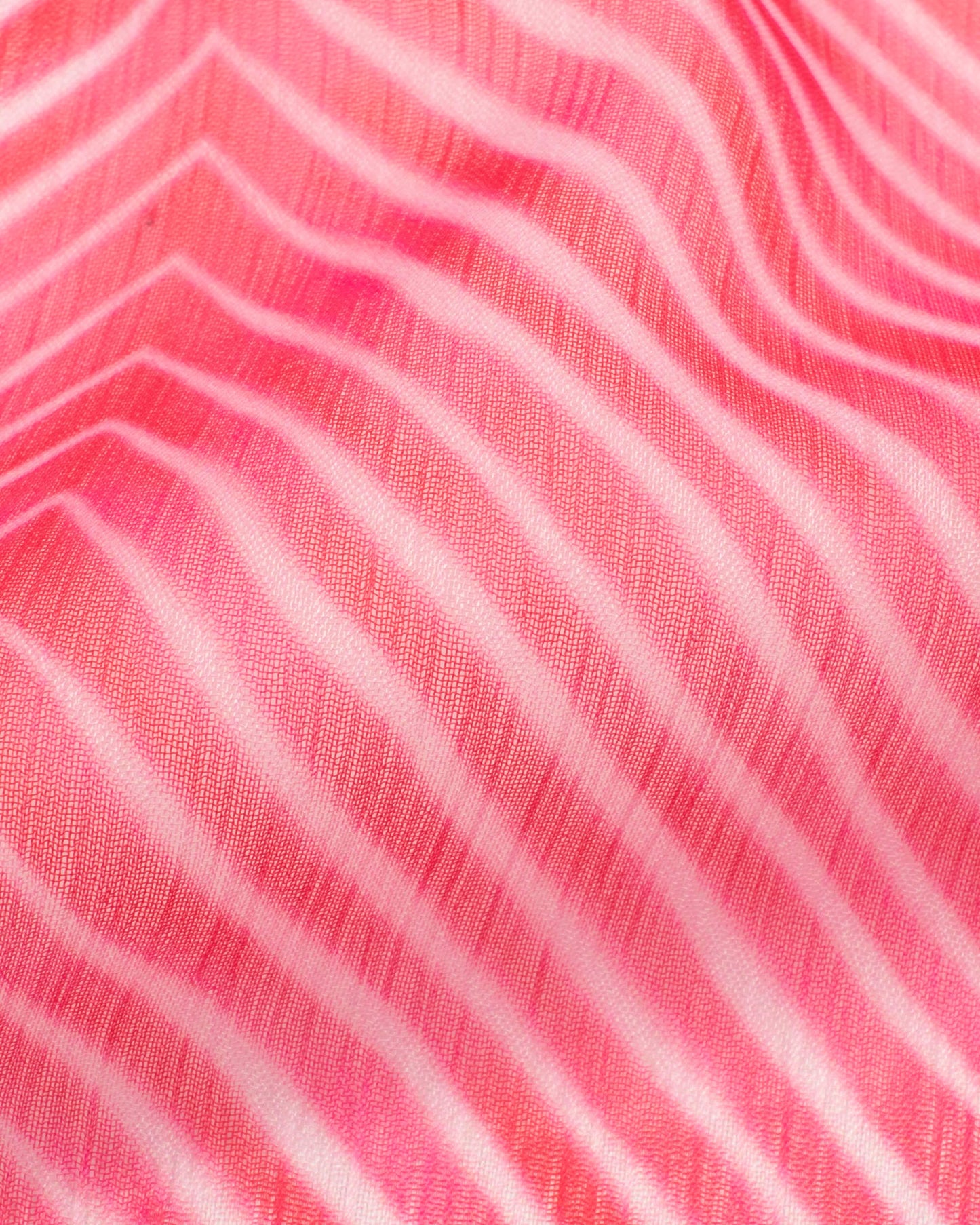 Hot Pink And White Chevron Pattern Digital Print Georgette Dupatta With Tassels