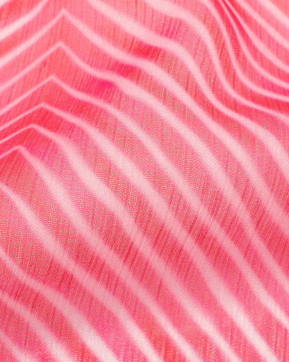 Hot Pink And White Chevron Pattern Digital Print Georgette Dupatta With Tassels