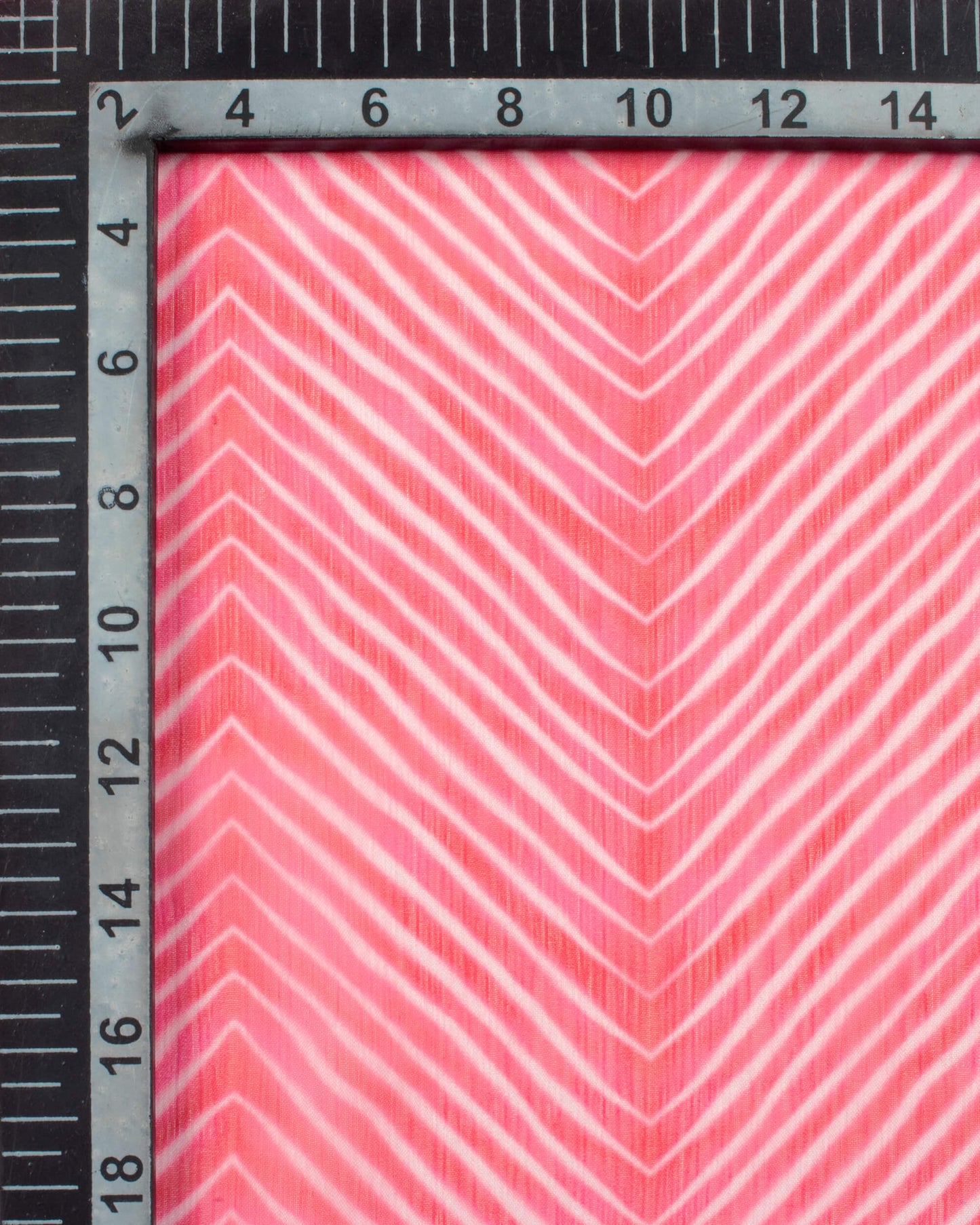 Hot Pink And White Chevron Pattern Digital Print Georgette Dupatta With Tassels