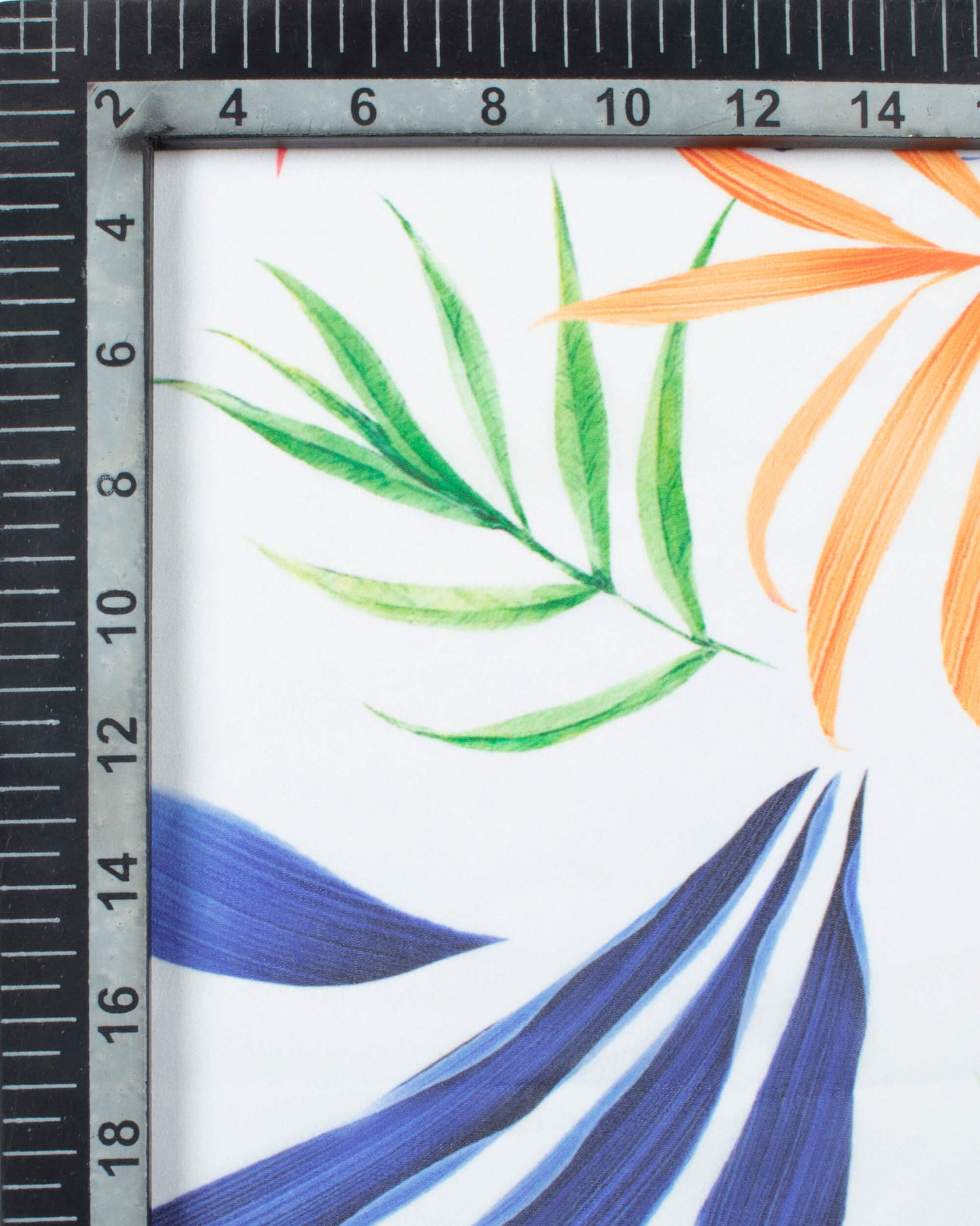 Premium White And Egyptian Blue Leaf Pattern Digital Print Georgette Dupatta With Tassels