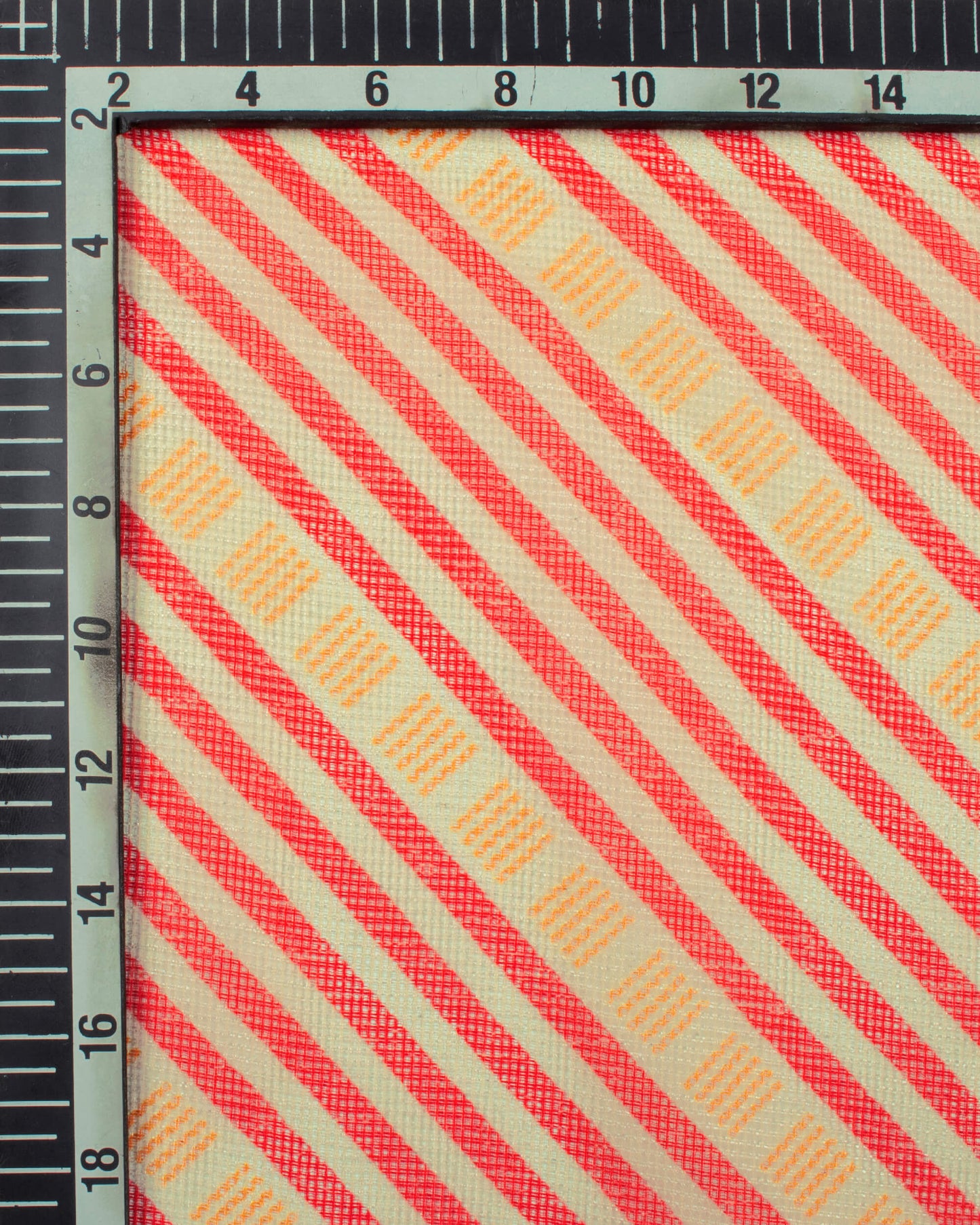 Red And Yellow Stripes Pattern Digital Print Kota Doria Dupatta With Tassles