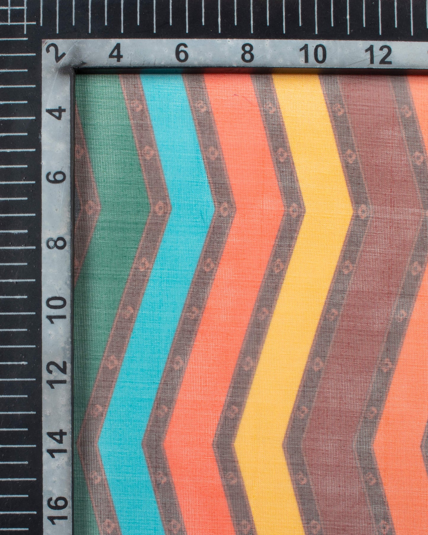 Multi- Color Chevron Pattern Digital Print Organza Dupatta With Tassels