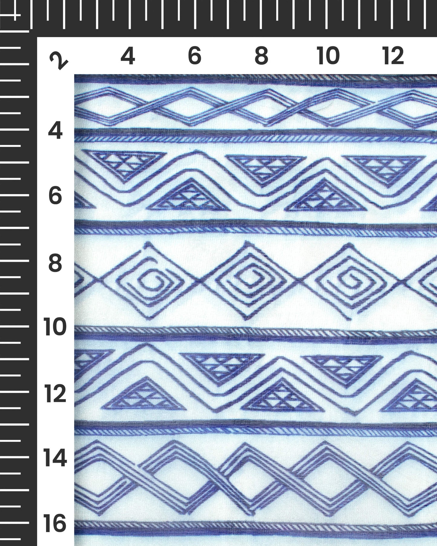 White And Blue Digital Print Traditional Organza Dupatta With Tassles
