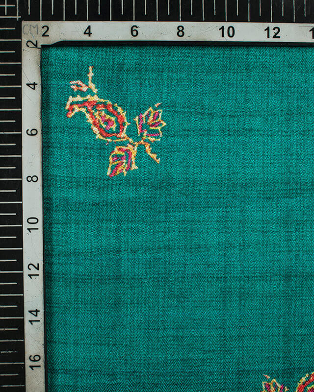 Peacock Green And Orange Paisley Pattern Digital Print Gadwal Silk Dupatta With Tassels - Fabcurate
