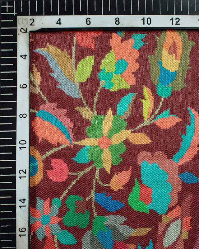 Dark Purple And Orange Paisley Pattern Digital Print Gadwal Silk Dupatta With Tassels - Fabcurate