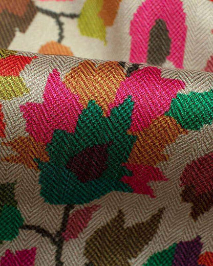 Cream And Orange Paisley Pattern Digital Print Gadwal Silk Dupatta With Tassels - Fabcurate