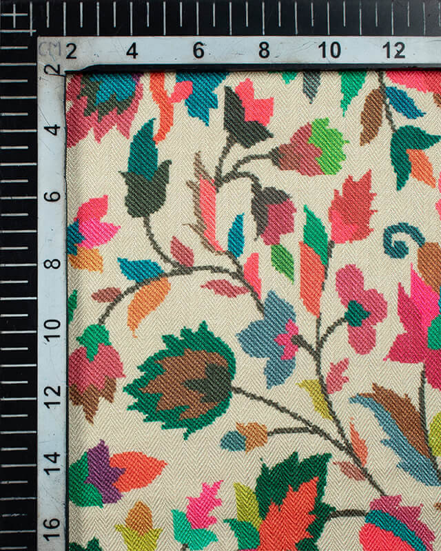 Cream And Orange Paisley Pattern Digital Print Gadwal Silk Dupatta With Tassels - Fabcurate