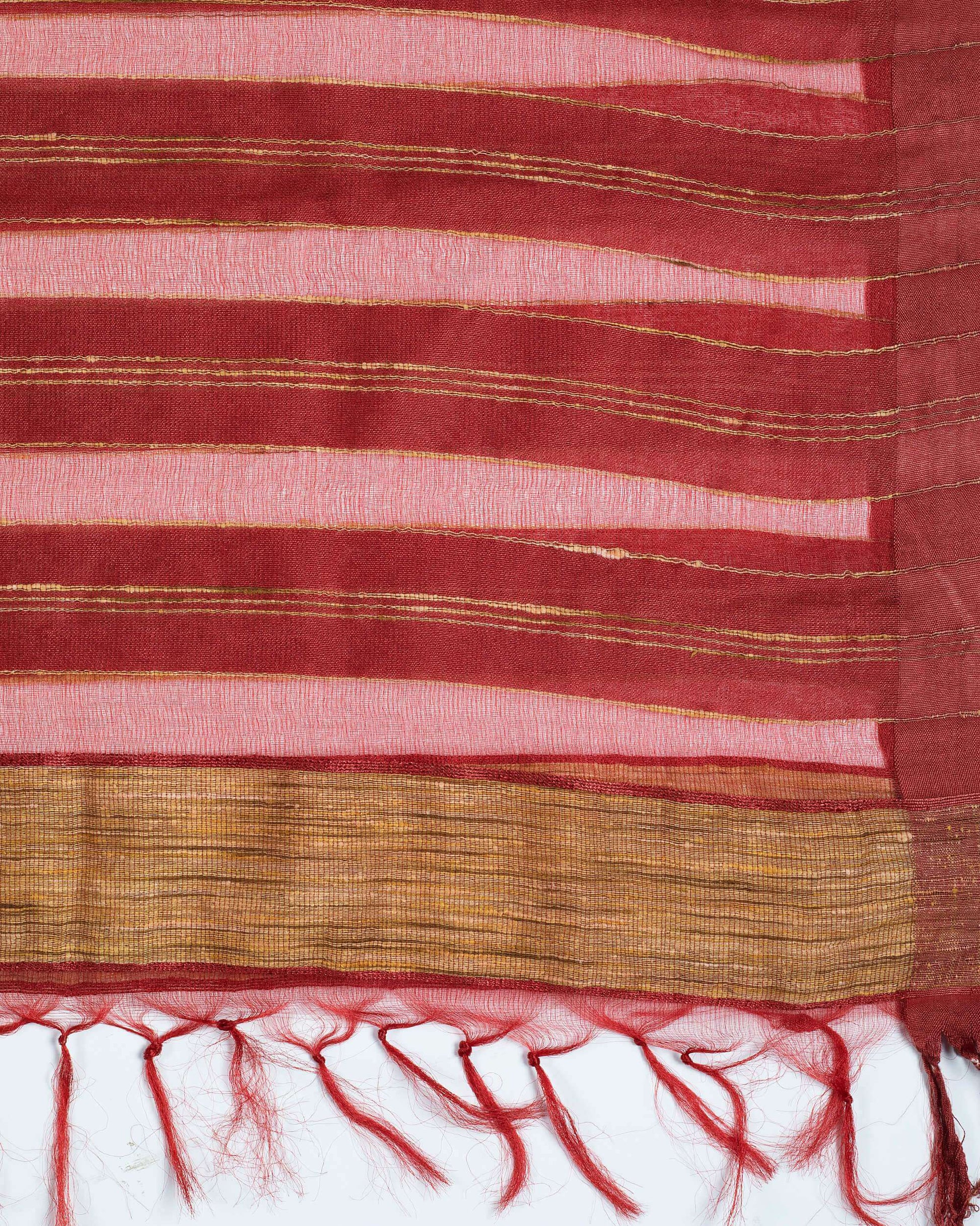 Maroon Stripes Pattern Woven Bhagalpuri Viscose Silk Dupatta - Fabcurate