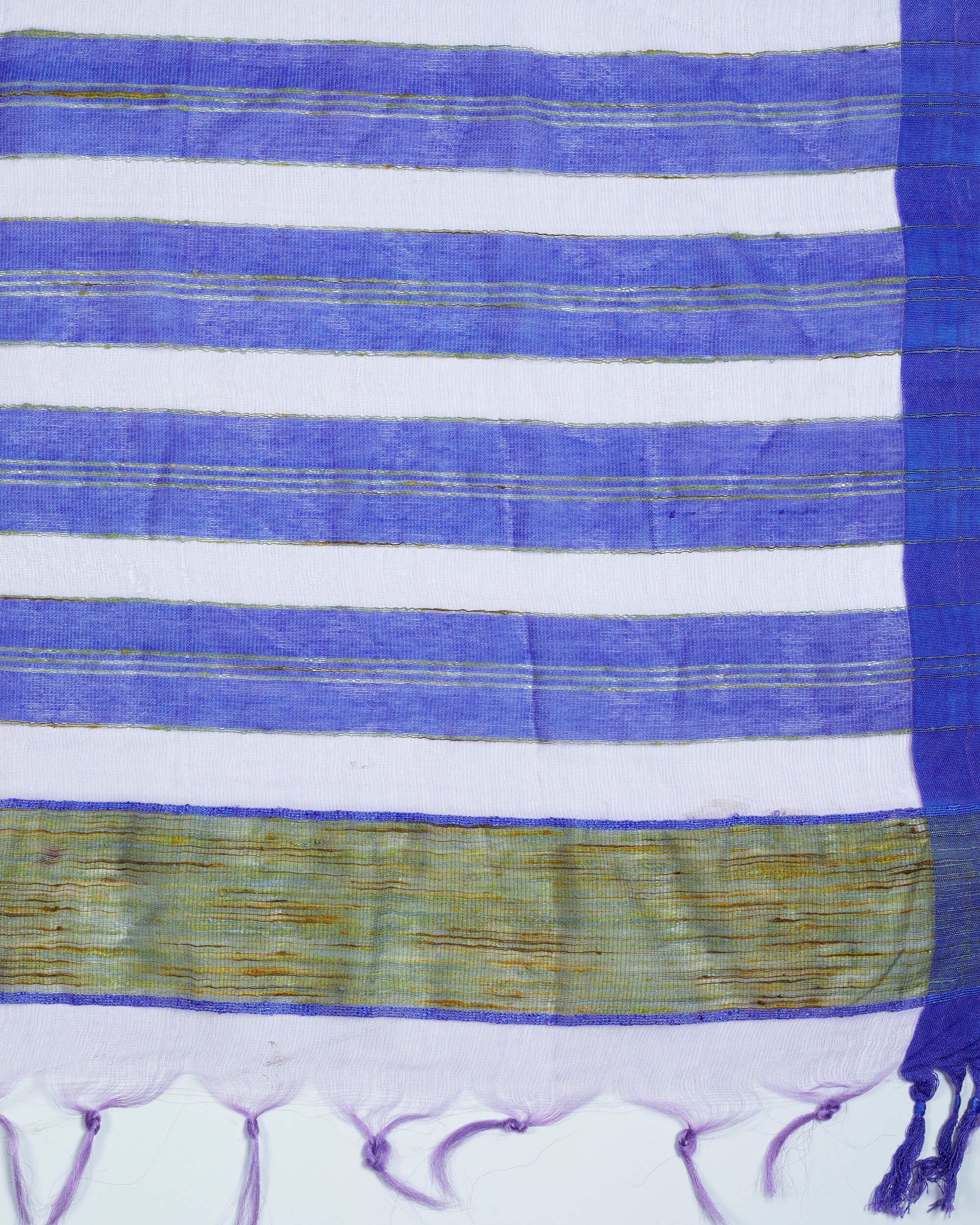 Royal Blue Stripes Pattern Woven Bhagalpuri Viscose Silk Dupatta - Fabcurate