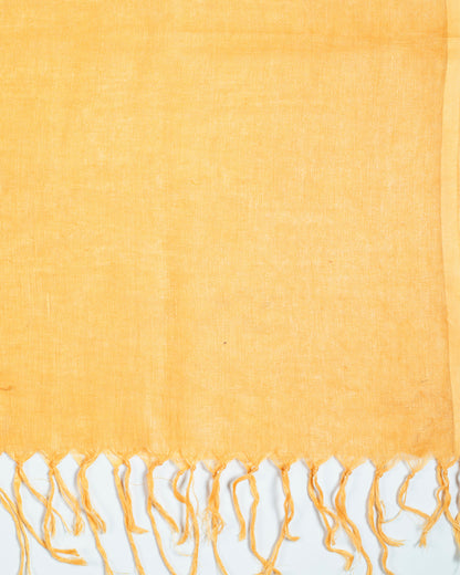 Yellow Plain Woven Bhagalpuri Viscose Linen Dupatta - Fabcurate