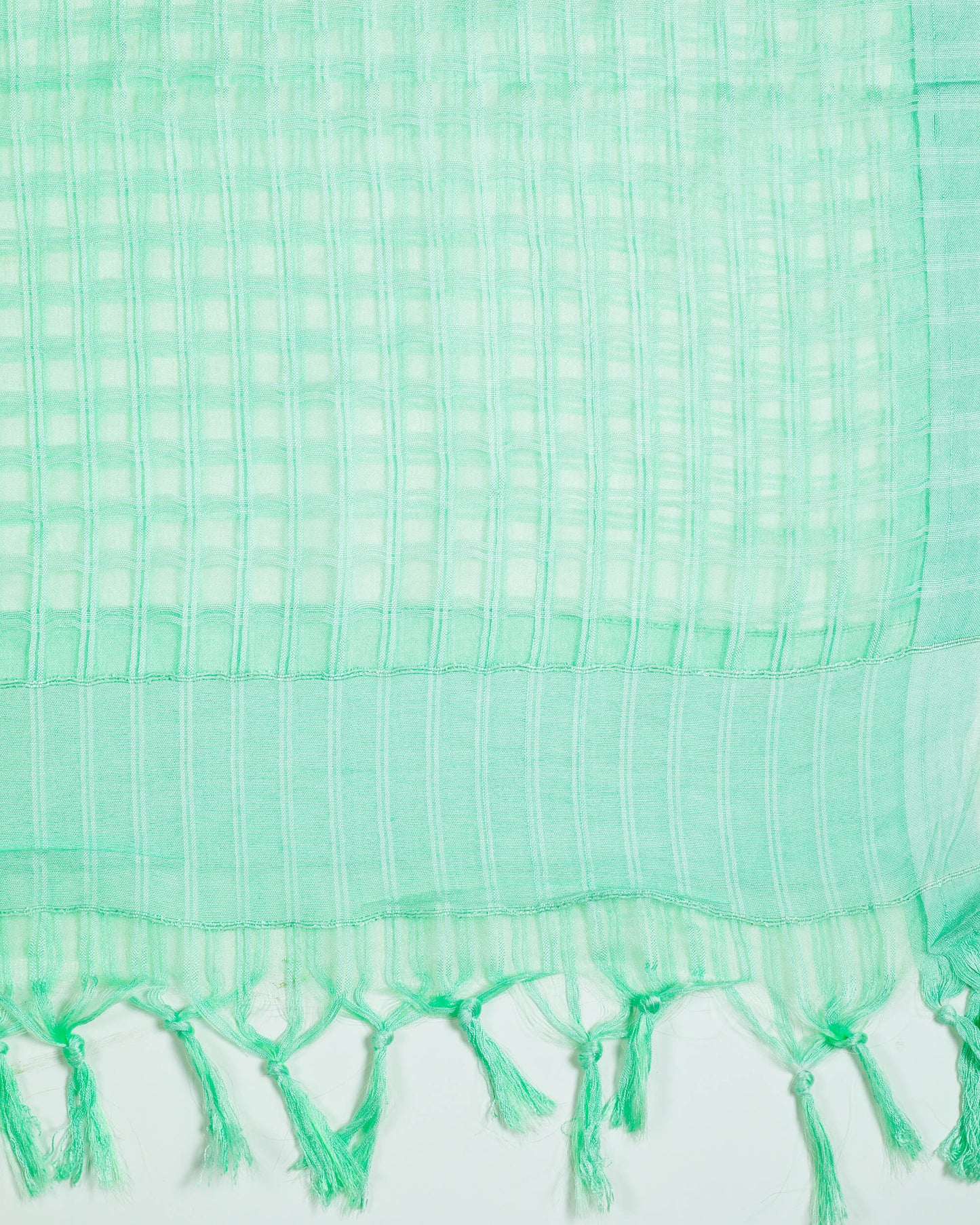 Pale Turquoise Checks Pattern Woven Bhagalpuri Dobby Viscose Organza Tissue Dupatta - Fabcurate