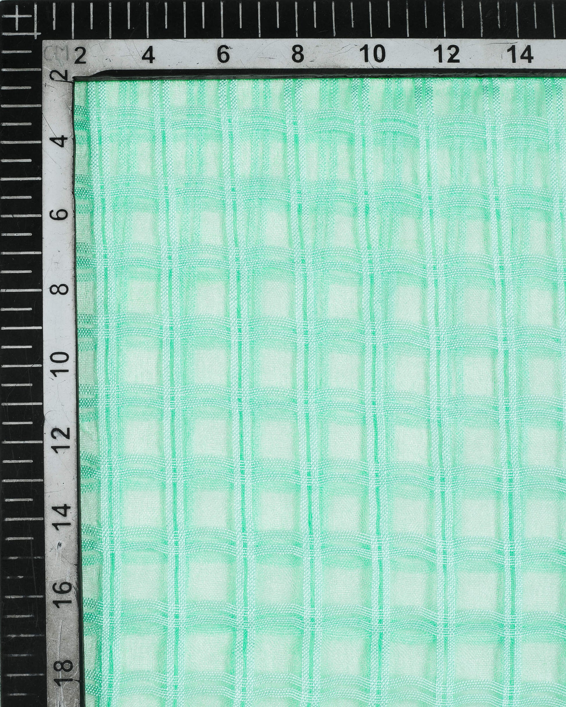 Pale Turquoise Checks Pattern Woven Bhagalpuri Dobby Viscose Organza Tissue Dupatta - Fabcurate
