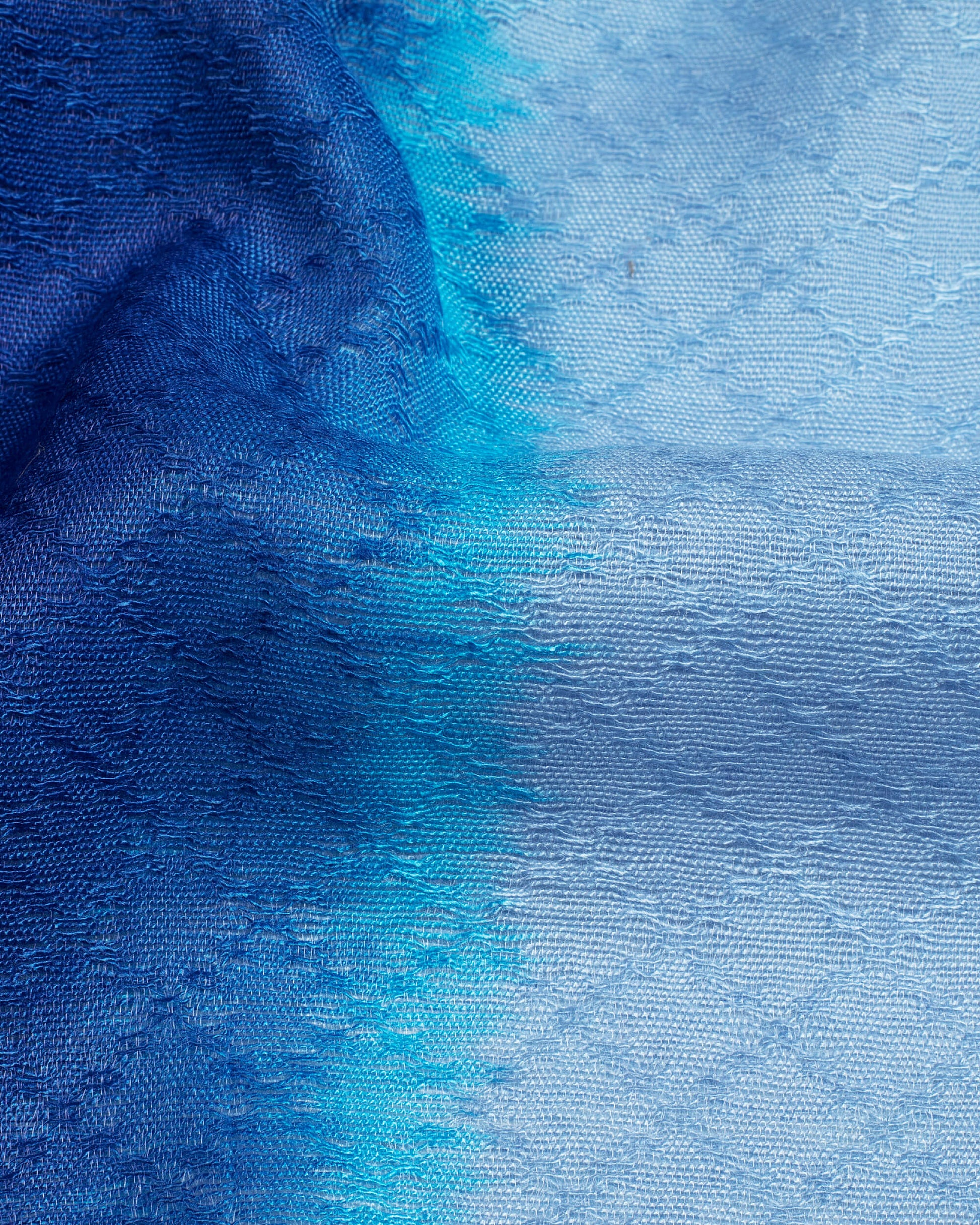 Royal Blue And Sky Blue Tie & Dye Pattern Woven Bhagalpuri Premium Dobby Viscose Silk Dupatta - Fabcurate