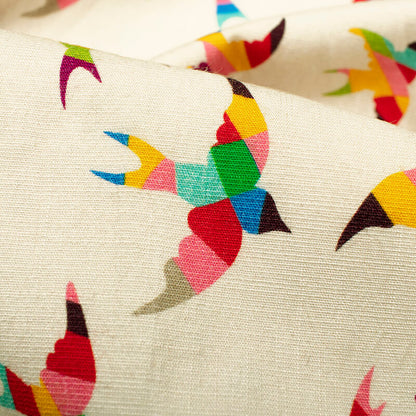 Ivory Cream Animal Pattern Digital Print Rayon Slub Lycra Fabric - Fabcurate