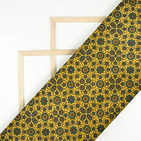 Tuscany Yellow And Sacramento Green Traditional Pattern Ajrakh Screen Print Natural Dye Mashru Silk Fabric