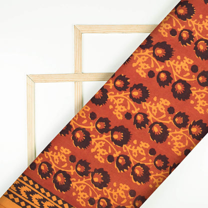 Dull Red And Yellow Floral Pattern Bagh Print Handblock Natural Dye Cotton Fabric
