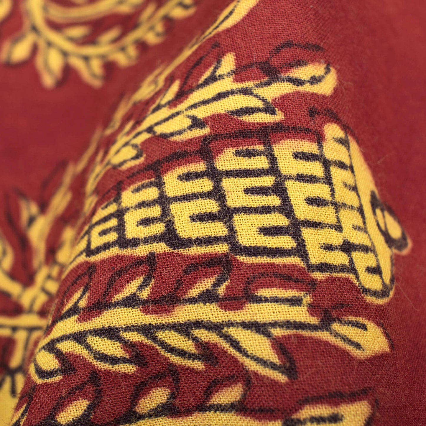 Red And Yellow Floral Pattern Bagh Print Handblock Natural Dye Cotton Fabric