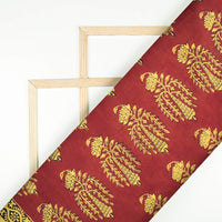 Red And Yellow Floral Pattern Bagh Print Handblock Natural Dye Cotton Fabric