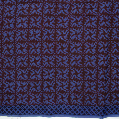 Yale Blue And Dark Purple Geometric Pattern Bagh Print Handblock Natural Dye Rayon Fabric