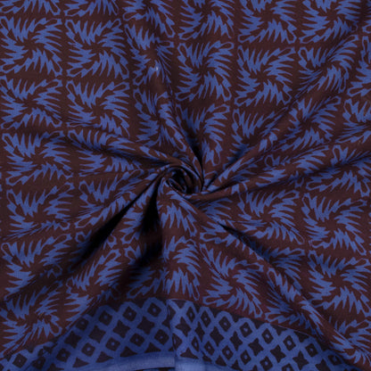 Yale Blue And Dark Purple Geometric Pattern Bagh Print Handblock Natural Dye Rayon Fabric