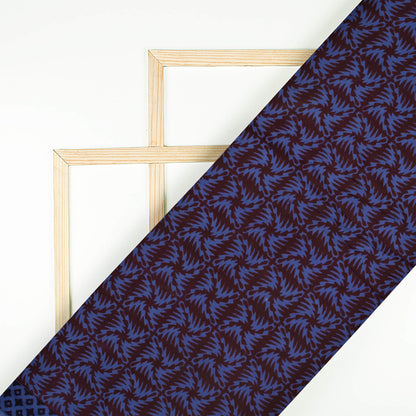 Yale Blue And Dark Purple Geometric Pattern Bagh Print Handblock Natural Dye Rayon Fabric