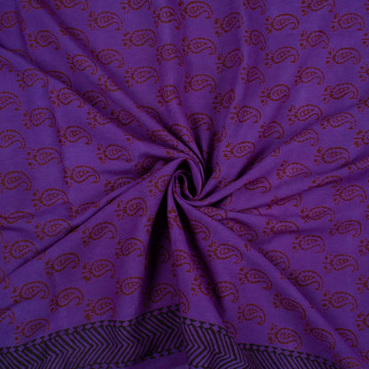 Grape Purple And Maroon Paisely Pattern Bagh Print Handblock Natural Dye Rayon Fabric