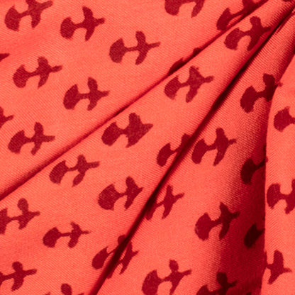 Dark Coral Orange And Maroon Botti Pattern Bagh Print Handblock Natural Dye Rayon Fabric