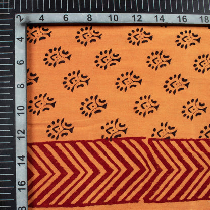 Cider Orange And Black Botti Pattern Bagh Print Handblock Natural Dye Rayon Fabric
