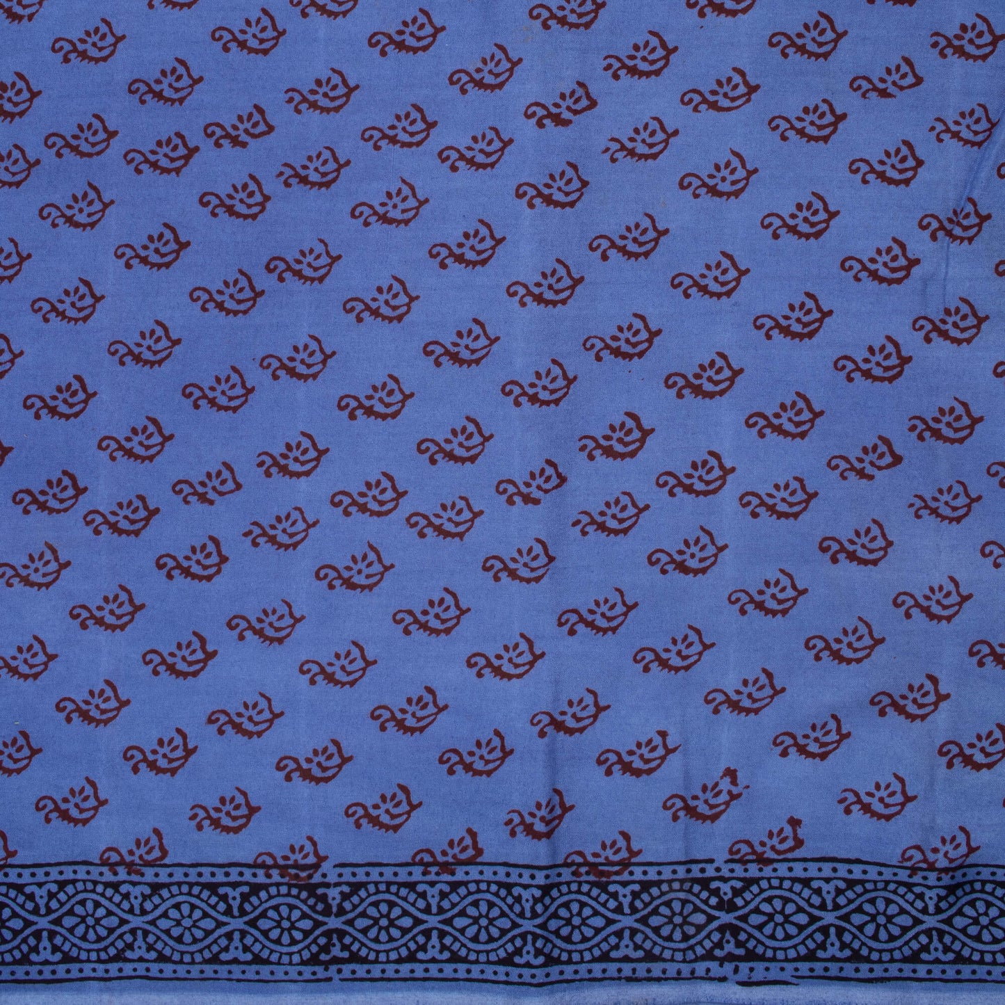 Regal Blue And Dark Purple Botti Pattern Bagh Print Handblock Natural Dye Rayon Fabric