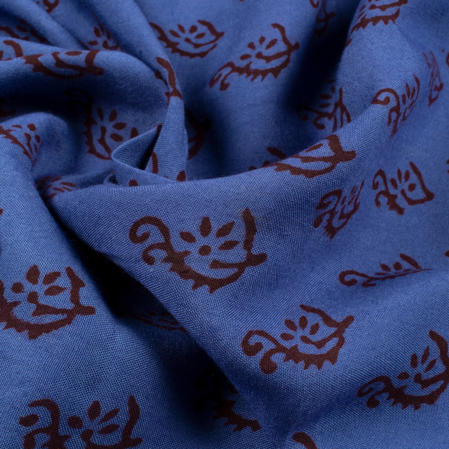 Regal Blue And Dark Purple Botti Pattern Bagh Print Handblock Natural Dye Rayon Fabric