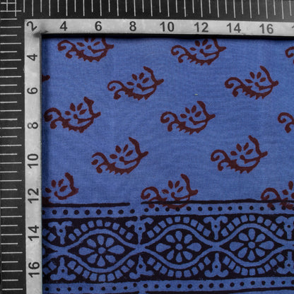 Regal Blue And Dark Purple Botti Pattern Bagh Print Handblock Natural Dye Rayon Fabric