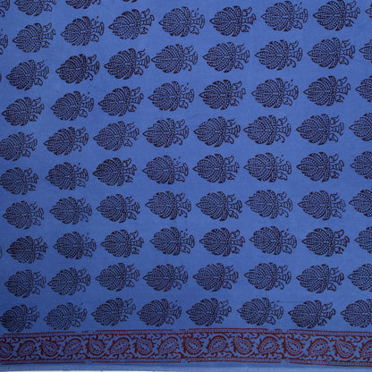 Yale Blue And Black Botti Pattern Bagh Print Handblock Natural Dye Rayon Fabric