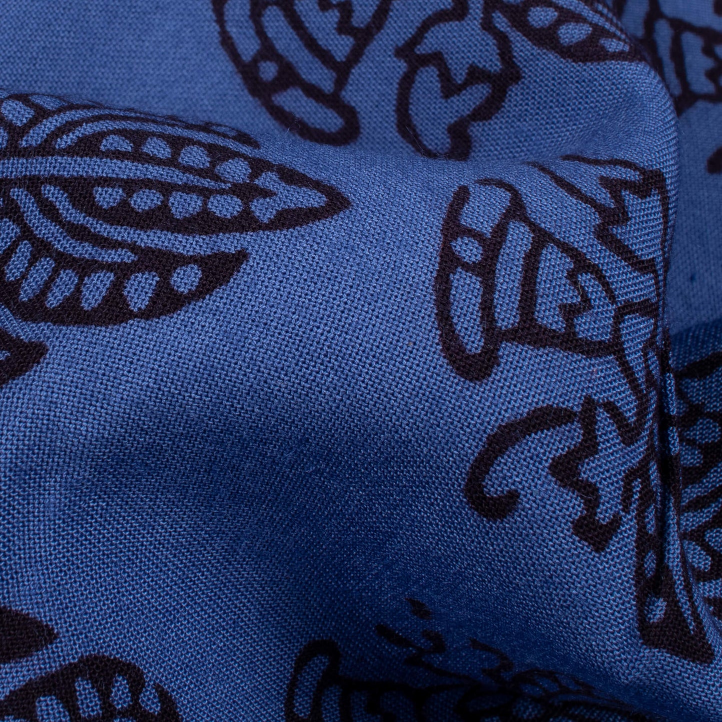 Yale Blue And Black Botti Pattern Bagh Print Handblock Natural Dye Rayon Fabric