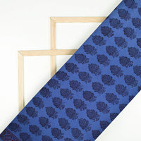 Yale Blue And Black Botti Pattern Bagh Print Handblock Natural Dye Rayon Fabric