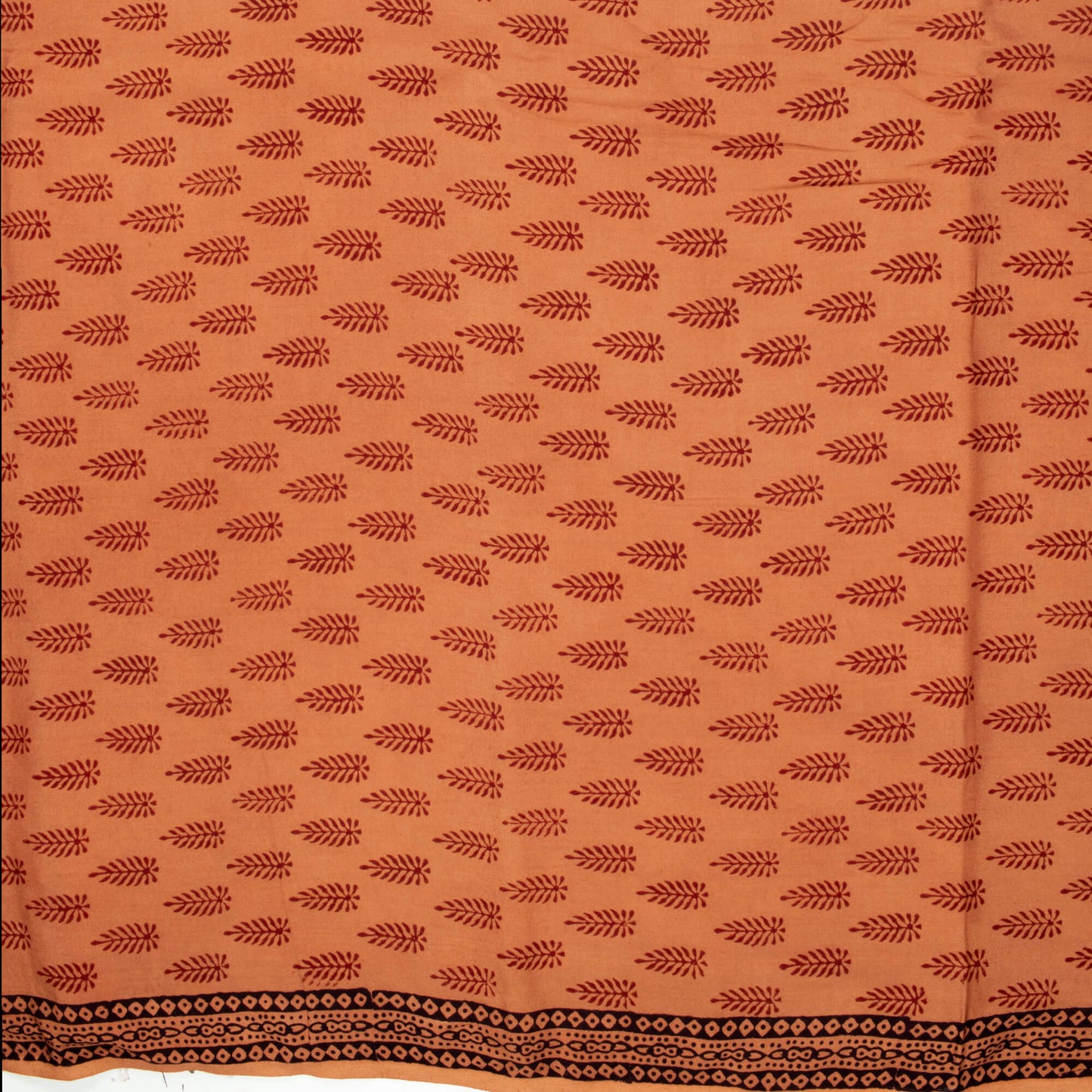 Cider Orange And Maroon Botti Pattern Bagh Print Handblock Natural Dye Rayon Fabric