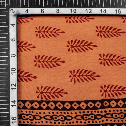 Cider Orange And Maroon Botti Pattern Bagh Print Handblock Natural Dye Rayon Fabric