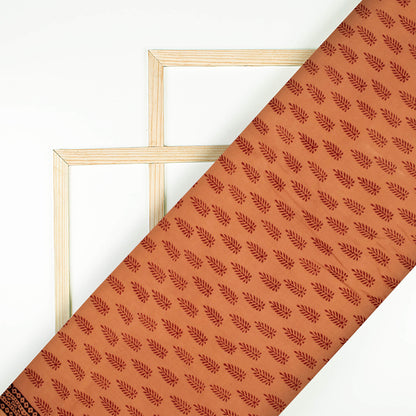 Cider Orange And Maroon Botti Pattern Bagh Print Handblock Natural Dye Rayon Fabric