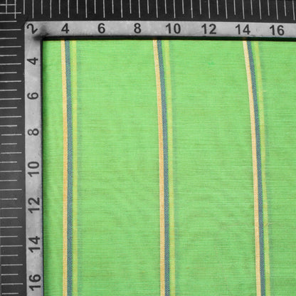 Pear Green Stripes Pattern Lurex Banarasi Chanderi Fabric