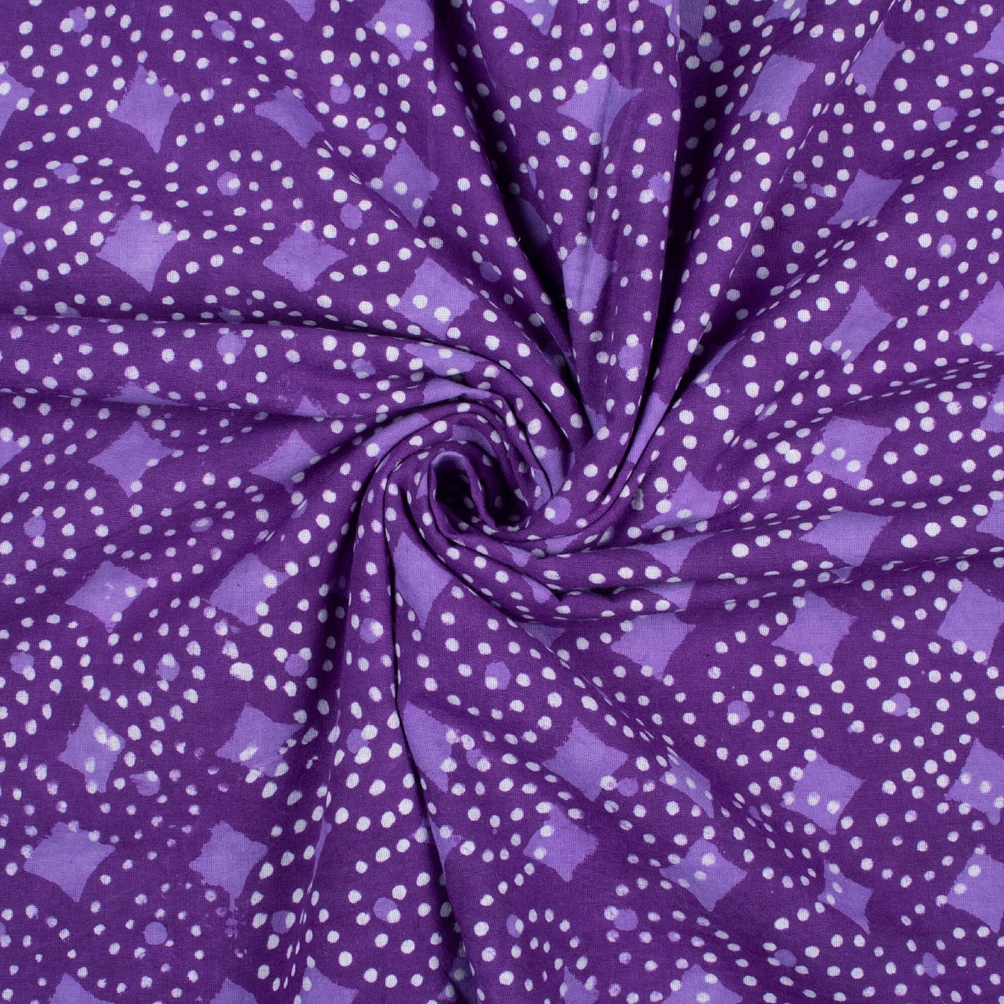 Grape Purple And White Traditional Pattern Bagru Dabu Handblock Cotton Fabric