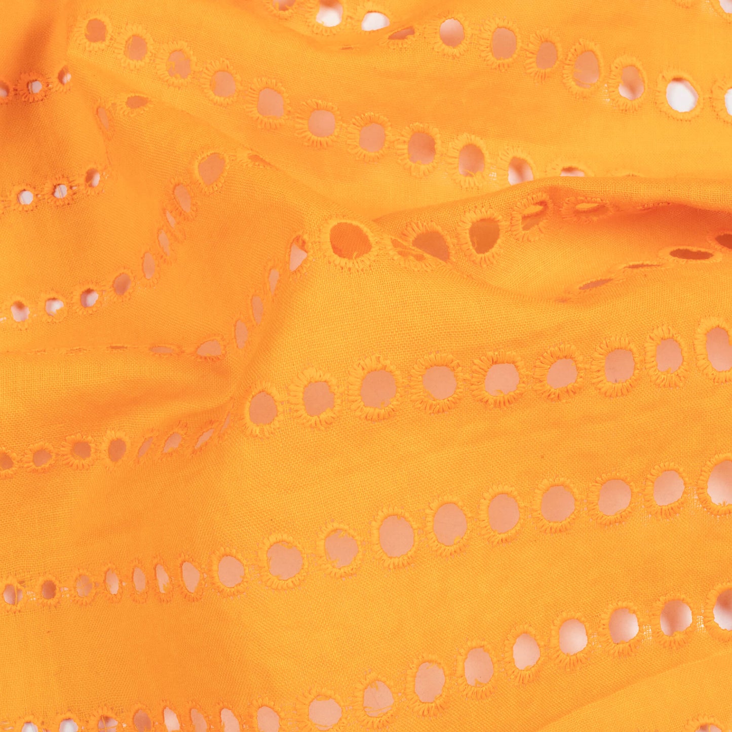 Honey Stripes Pattern Yellow Schiffli Embroidery Cotton Fabric