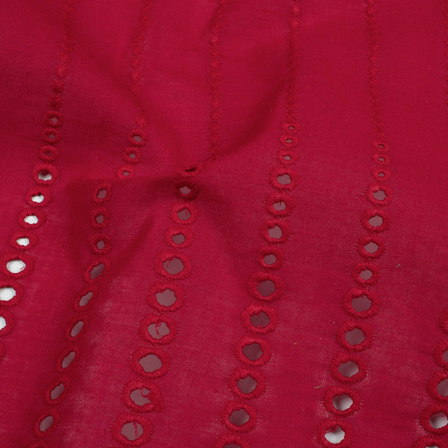 Maroon Stripes Pattern Schiffli Embroidery Cotton Fabric