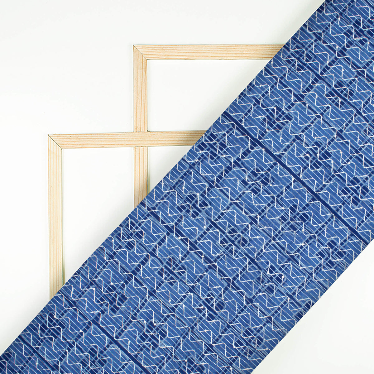 Indigo Geometric Pattern Sequins Embroidery Natural Dye Akola Handblock Cotton Fabric