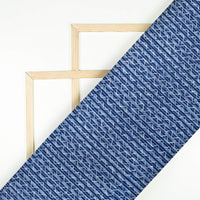 Indigo Stripes Pattern Sequins Embroidery Natural Dye Akola Handblock Cotton Fabric