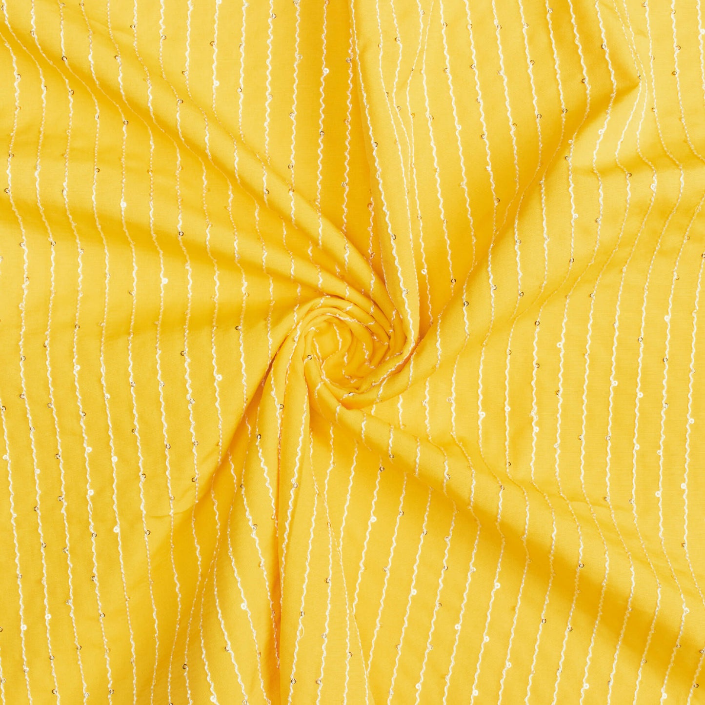 Bumblebee Yellow Plain Sequins Embroidery Butter Crepe Fabric