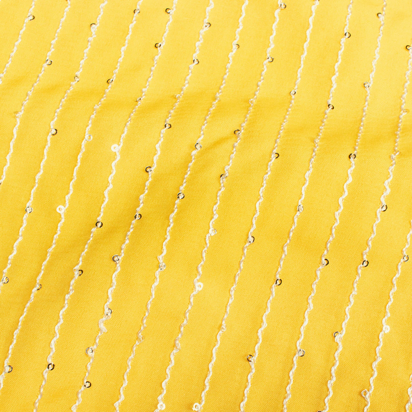 Bumblebee Yellow Plain Sequins Embroidery Butter Crepe Fabric