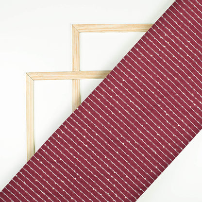 Maroon Plain Sequins Embroidery Butter Crepe Fabric